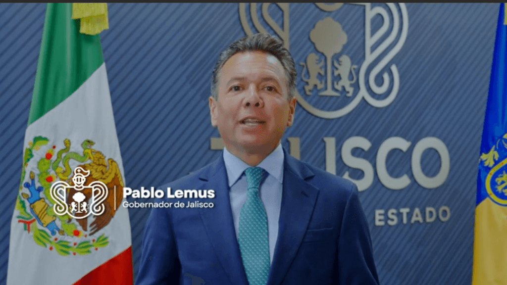 Pablo Lemus Navarro, Gobernador de Jalisco, presenta acciones para el Mundial de Fútbol 2026 en un evento oficial.