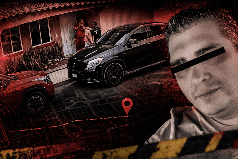 Detención de presuntos extorsionadores en Ecatepec, con un vehículo y la ubicación marcada en el mapa, reflejando un operativo policial.